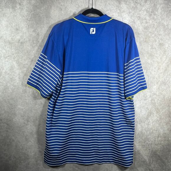 FootJoy Golf Polo Shirt Mens Large Blue White Striped Short Sleeve Outdoor - Picture 5 of 9